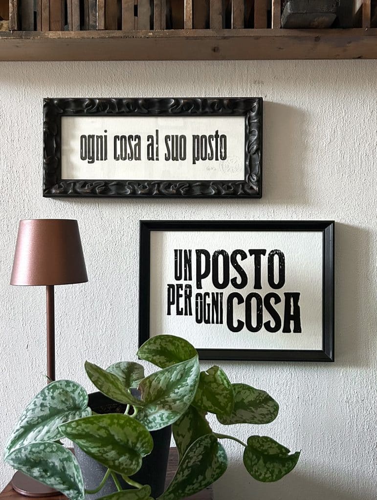 ogni cosa al suo posto un posto per ogni cosa poster regalo letterpress