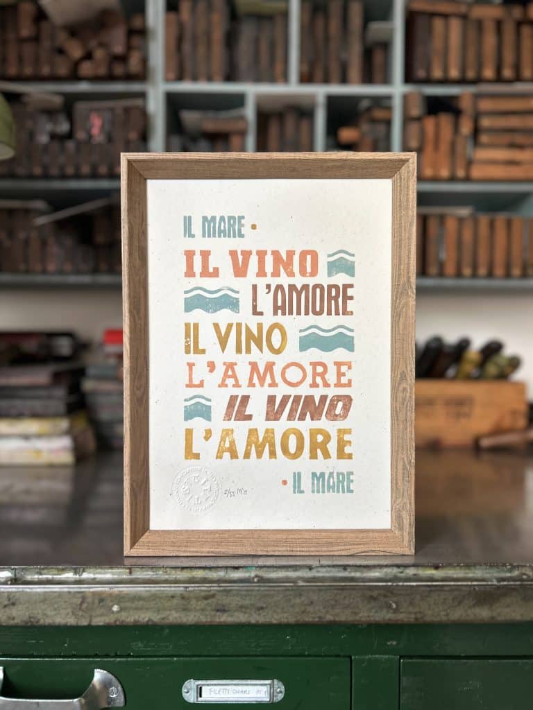 la tipografa toscana poster il mare il vino l'amore
