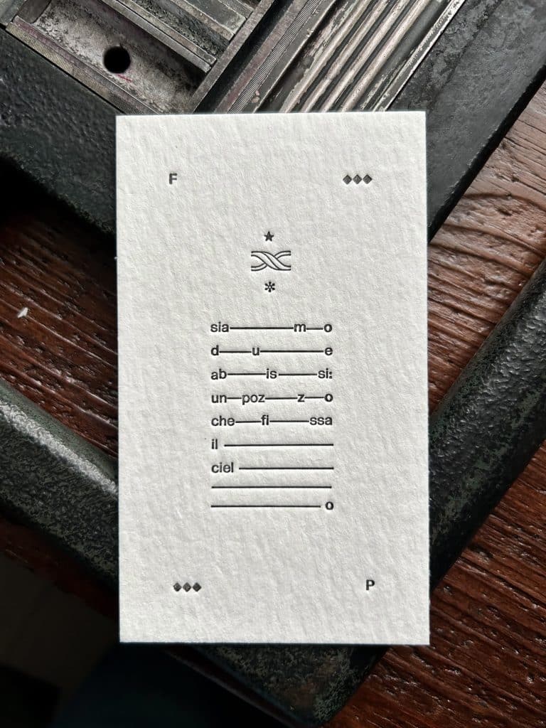 fernando pessoa, abissi - la tipografa toscana - stampa a caratteri mobili 13x18 cm