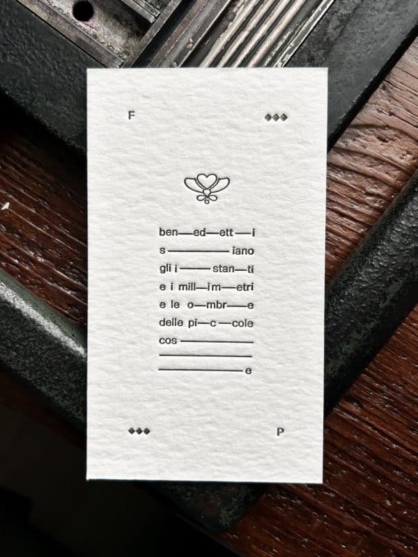 fernando pessoa, dintorni - la tipografa toscana - stampa a caratteri mobili 13x18 cm