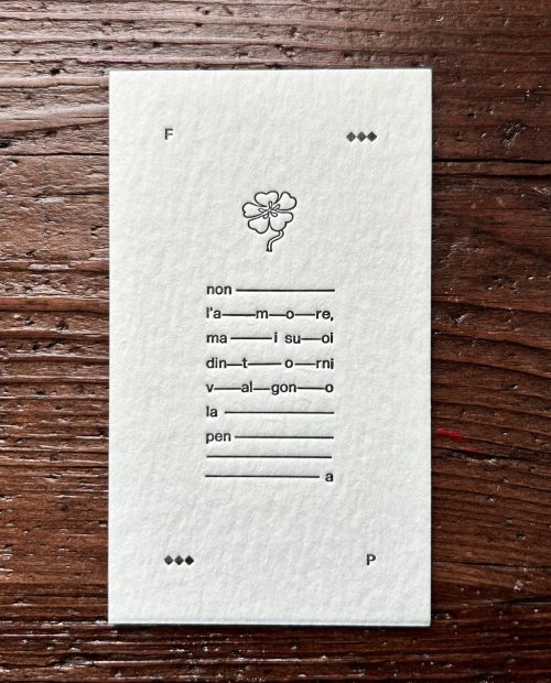 fernando pessoa, dintorni - la tipografa toscana - stampa a caratteri mobili 13x18 cm