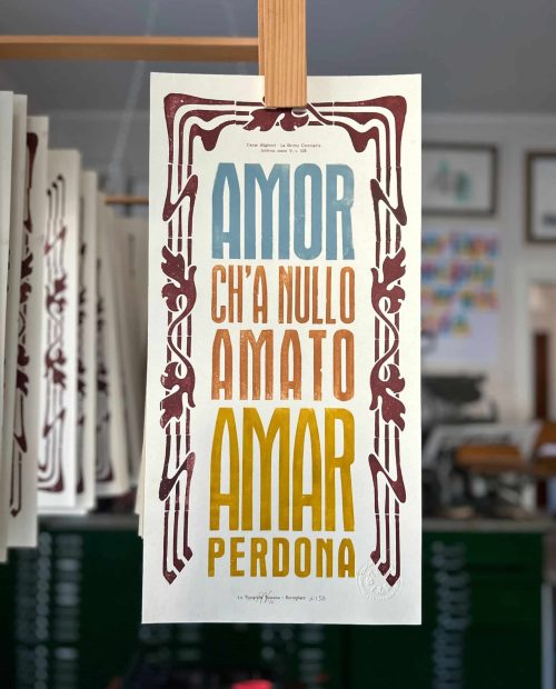 dantedì poster officina tipografica amor ch'a nullo amato amar perdona divina commedia dante alighieri manifesto