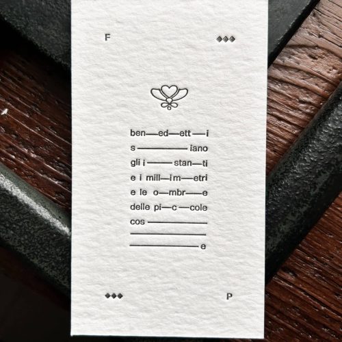 fernando pessoa, dintorni - la tipografa toscana - stampa a caratteri mobili 13x18 cm