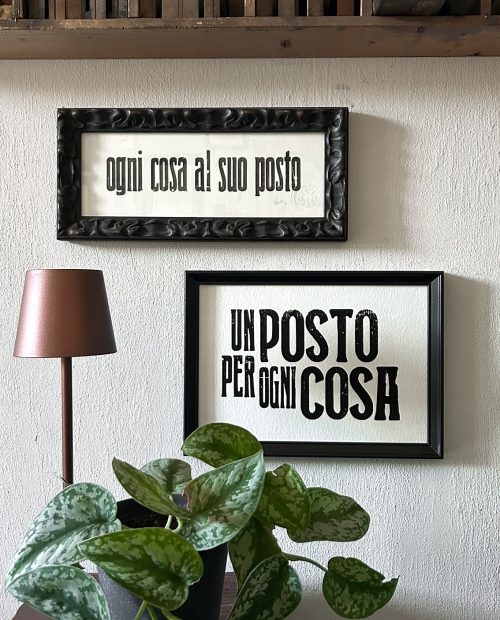 ogni cosa al suo posto un posto per ogni cosa poster regalo letterpress